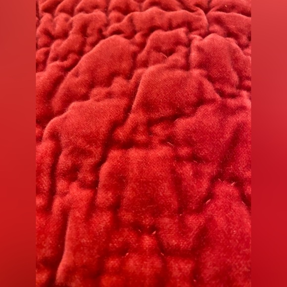 SOLD Pottery Barn Velvet Silk Cotton Quilted Standard Sham Ruby Red 20x26 - Picture 6 of 11